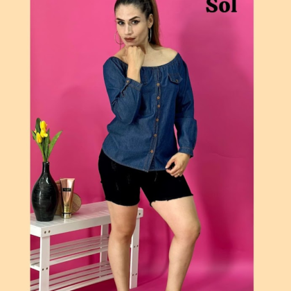BLUSA DE MEZCLILLA SOL OSCURO REBAJADO
