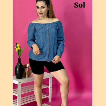 BLUSA DE MEZCLILLA SOL CLARO REBAJADO