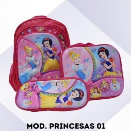 COMBO DE MOCHILA DE 3 PIEZAS PRINCESAS 01