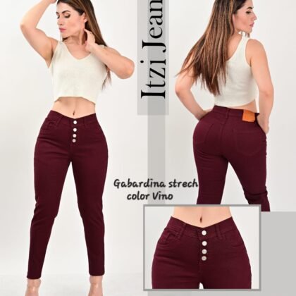 Pantalón de gabardina Itzi 522 vino.