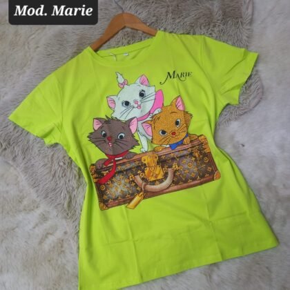 BLUSA MARIE VERDE MANZANA CON DESTELLOS.