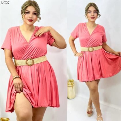 VESTIDO NC27 ROSA CURVY TALLA (36 A 40)