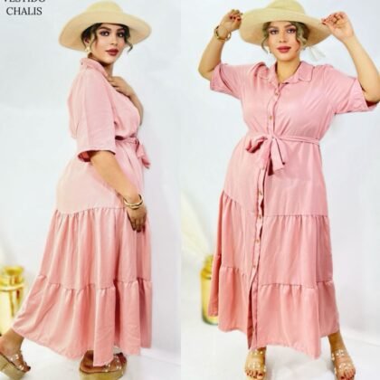 VESTIDO CHALIS ROSA CURVY (36 A 40).