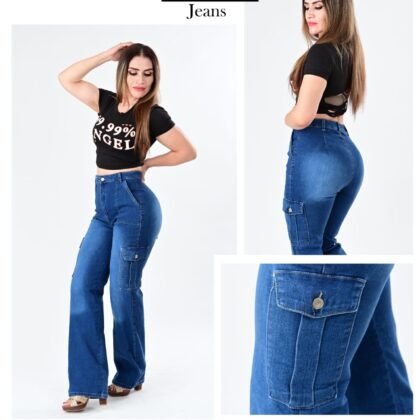 PANTALON DE MEZCLILLA ACAMPANADO CARGO 563.