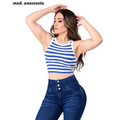 CROP TOP ANASTASIA AZUL UNITALLA (30 A 34).