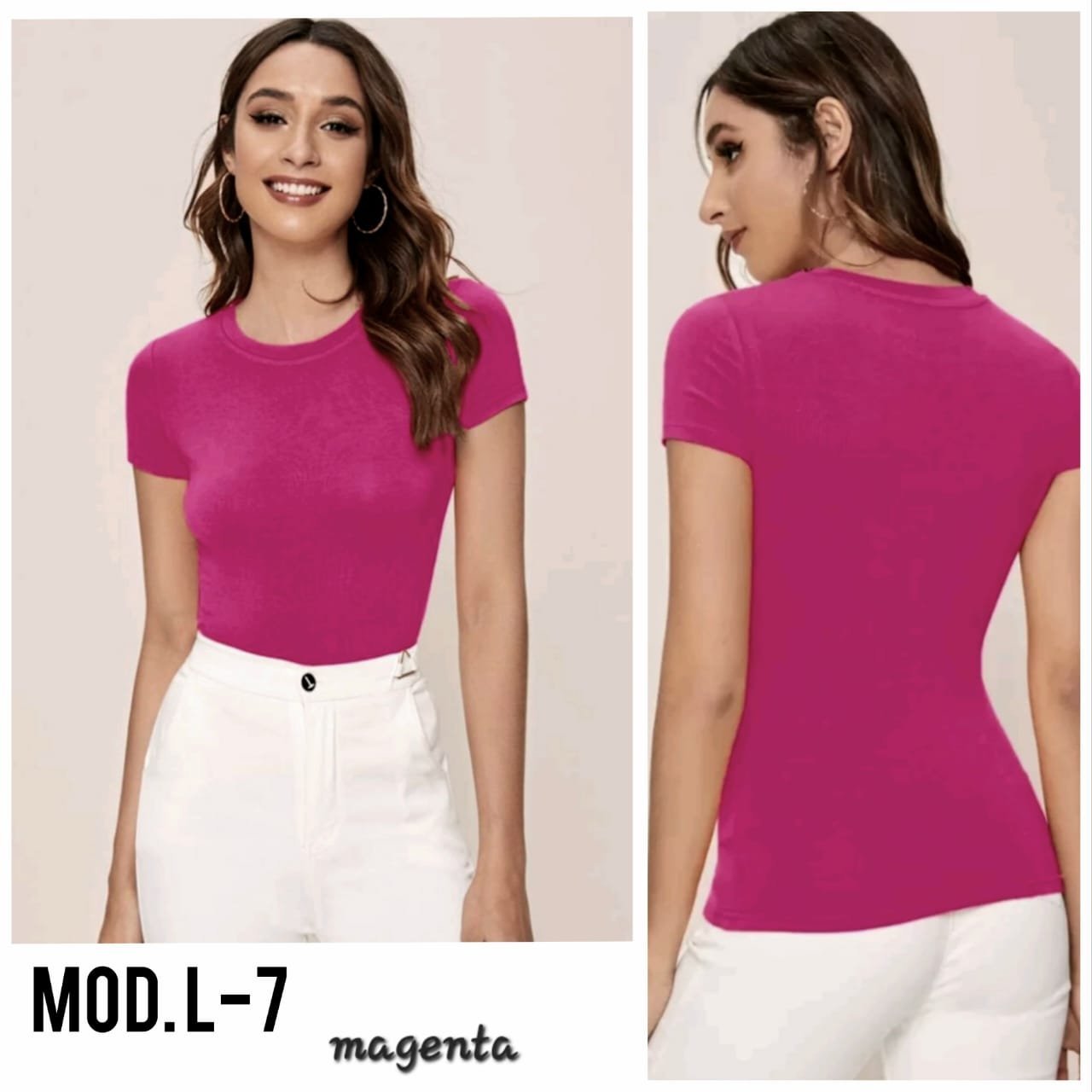 BLUSA DAMA BASICA L-7 MAGENTA UNITALLA (30 A 34).