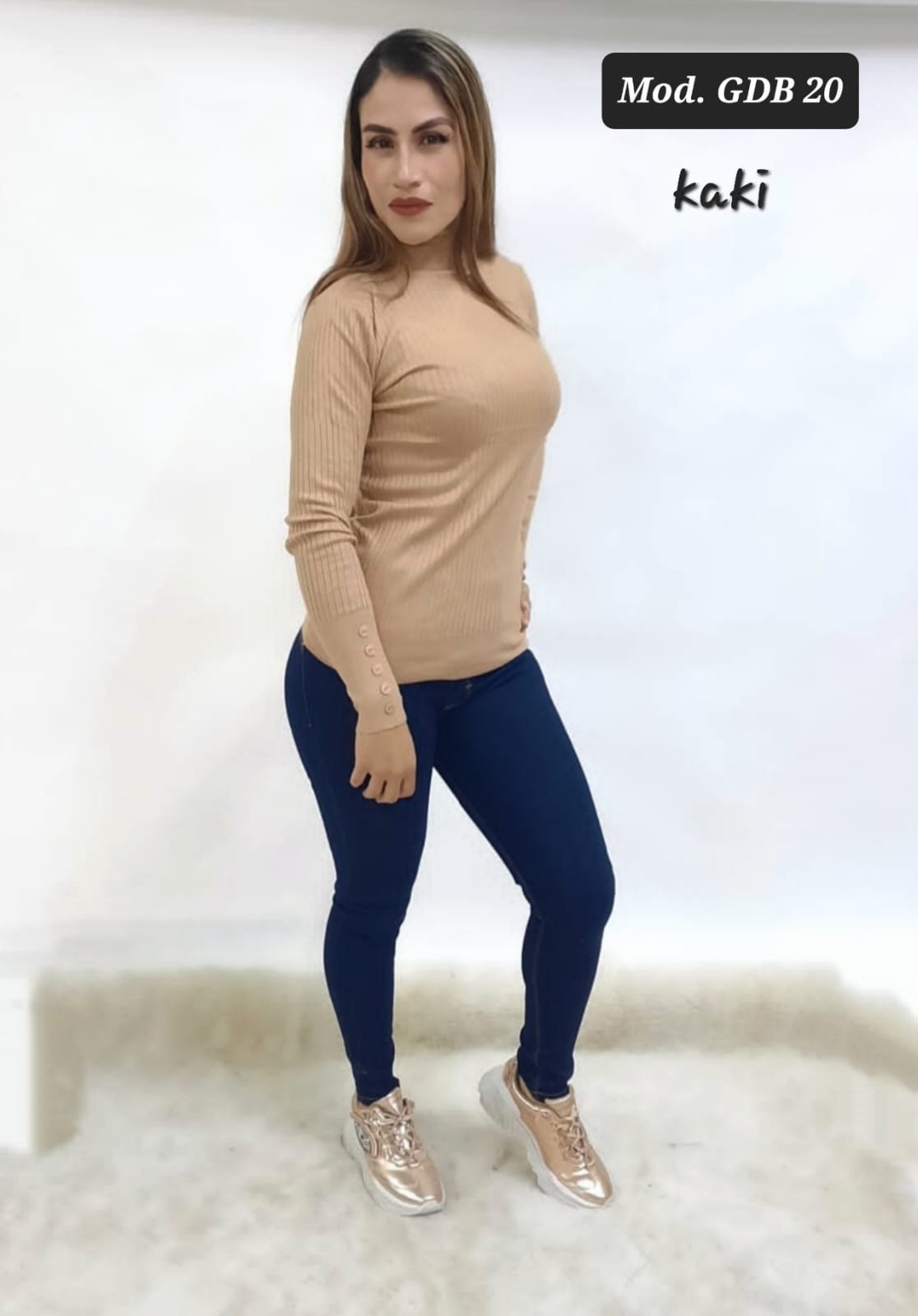 BLUSA DE TEJIDO GDB-20 CAQUI UNITALLA.