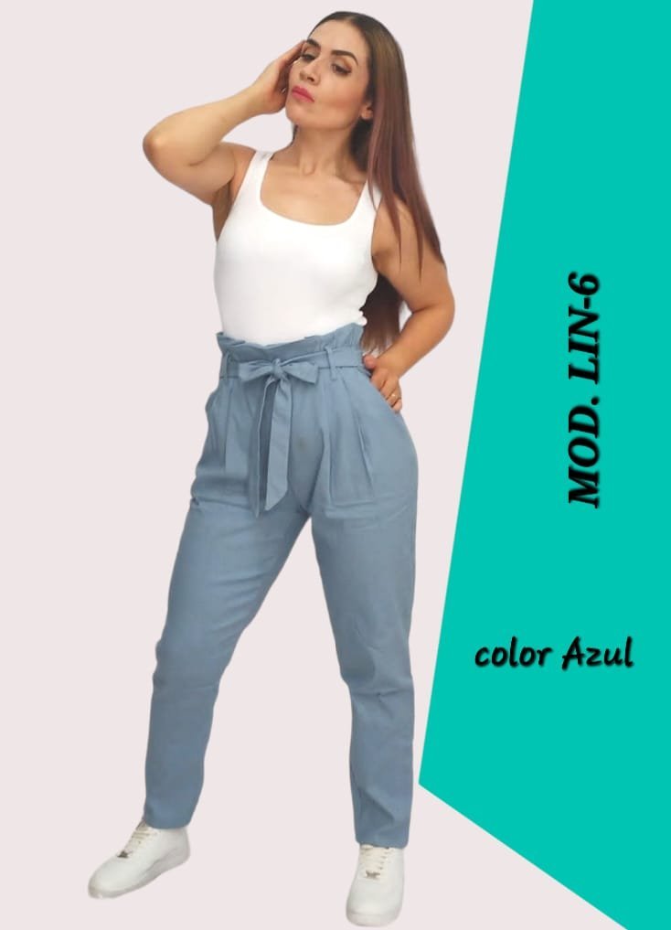 PANTALON LIN-6 AZUL UNITALLA (32 A 36).
