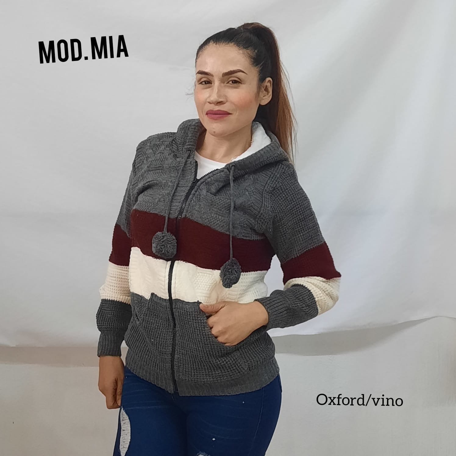 CHAMARRA MIA TEJIDA OXFORD/VINO (30-34)