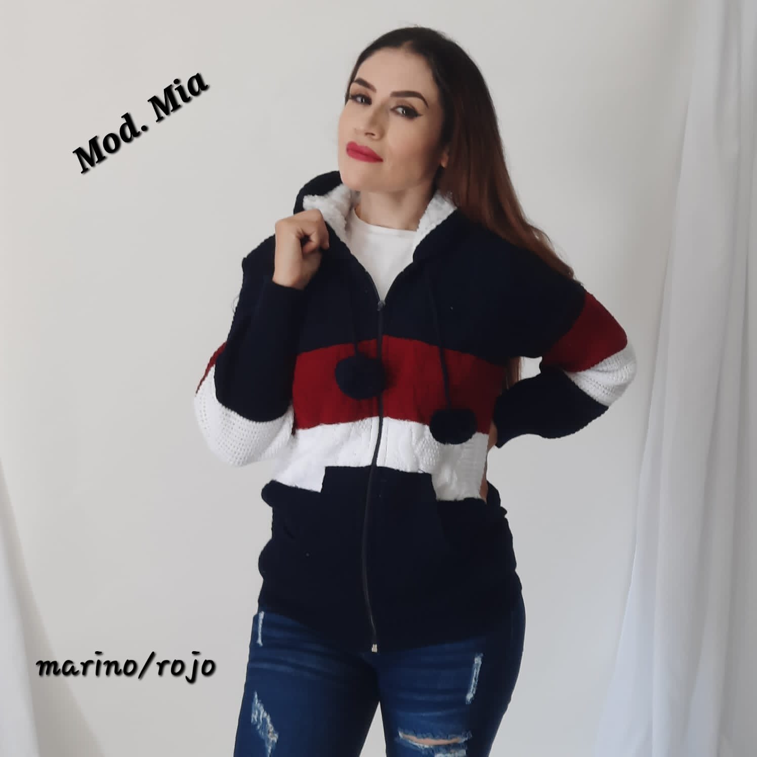 CHAMARRA MIA TEJIDA MARINO/ROJO (30-34)