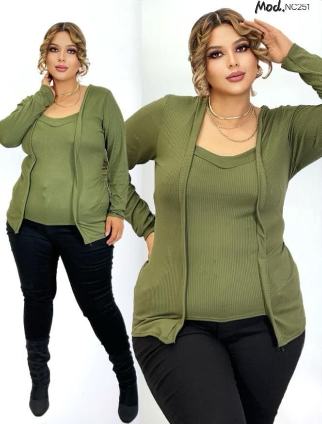 BLUSA CURVY MODELO NC251 MILITAR (36 A 40)