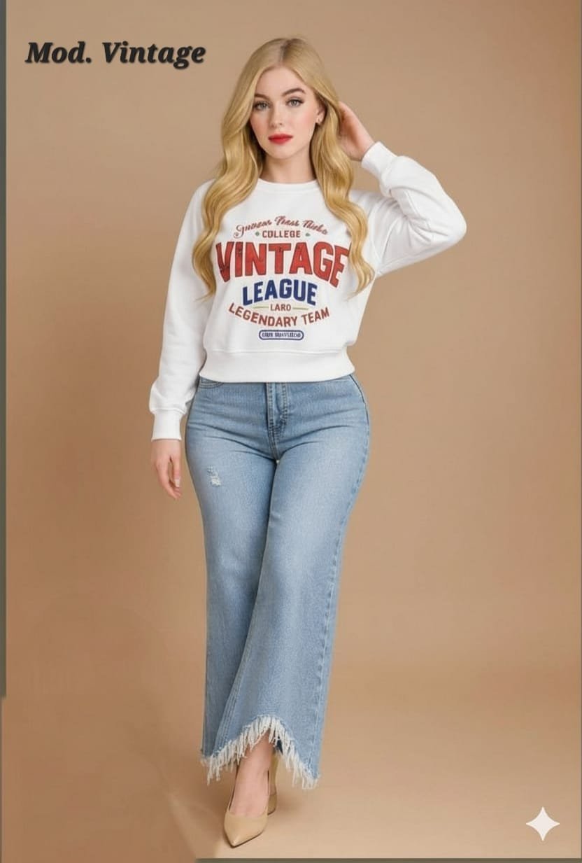 SUDADERA VINTAGE BLANCO UNITALLA (30 A 34)