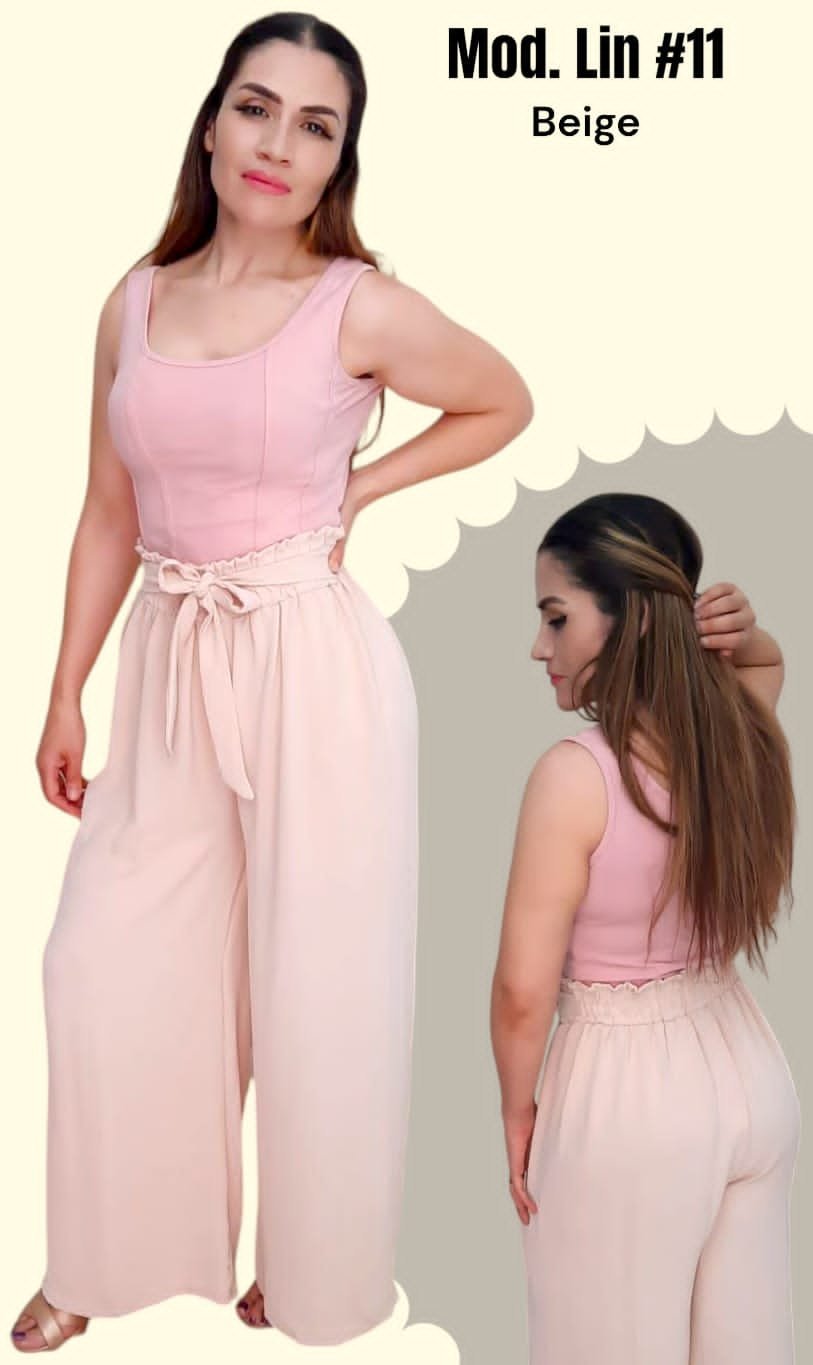 PANTALON LIN 11 BEIGE UNITALLA (32 A 36).