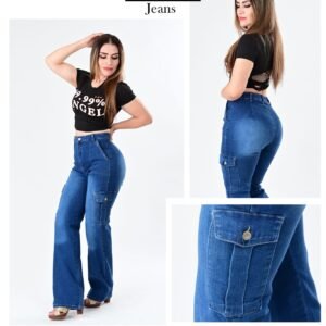 PANTALON DE MEZCLILLA ACAMPANADO CARGO 563.