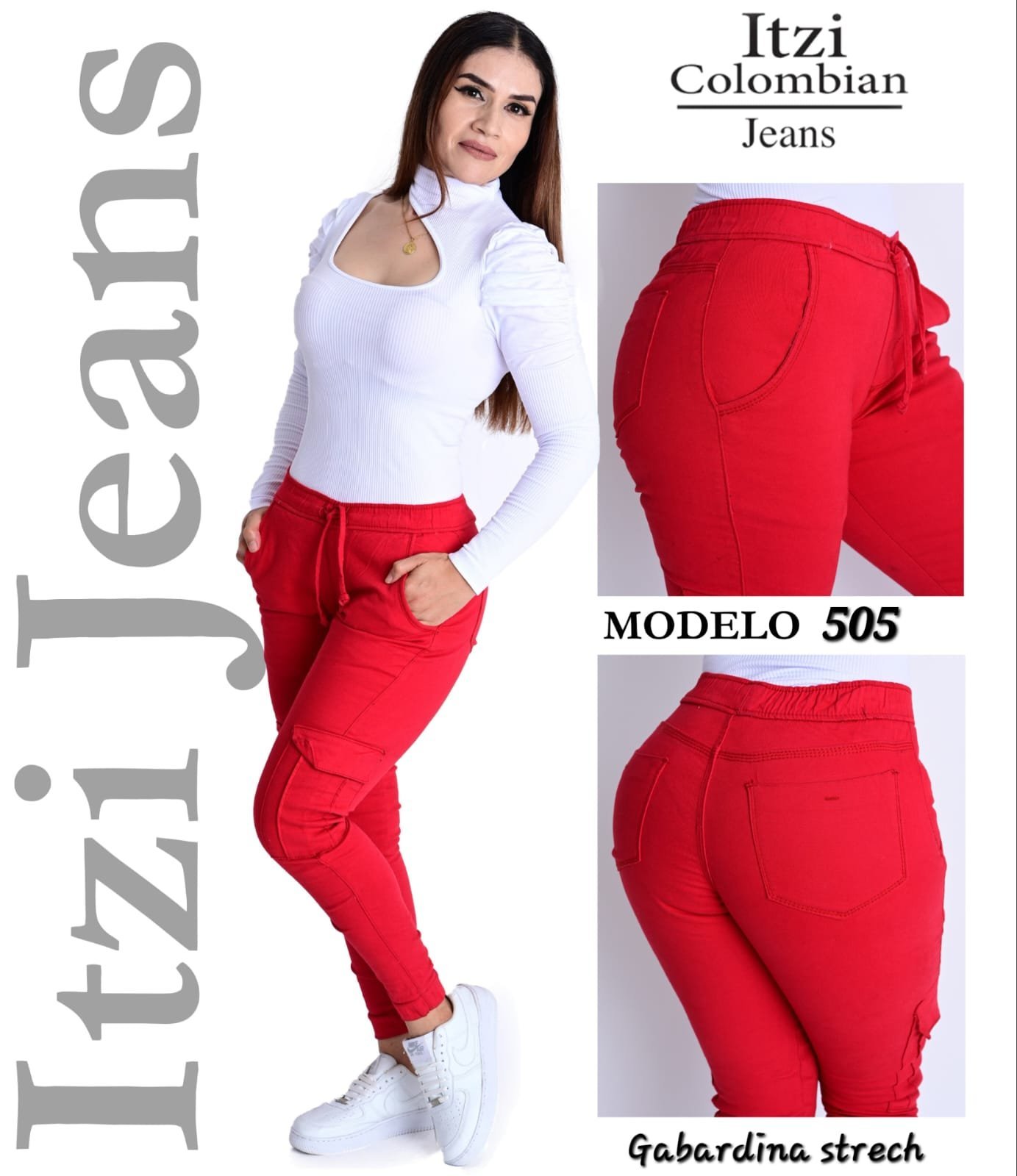 Jogger de gabardina Itzi 505 rojo.