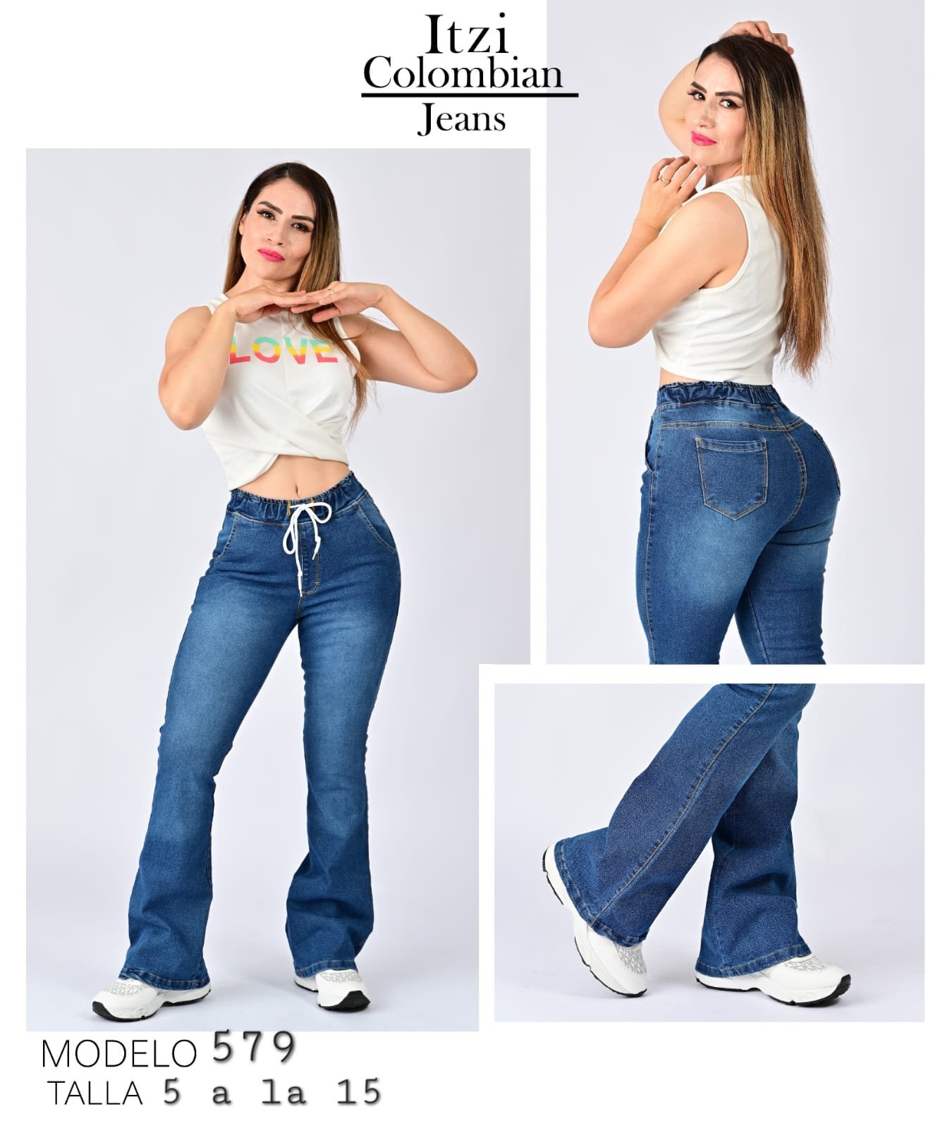 PANTALON DE MEZCLILLA ACAMPANADO 579.