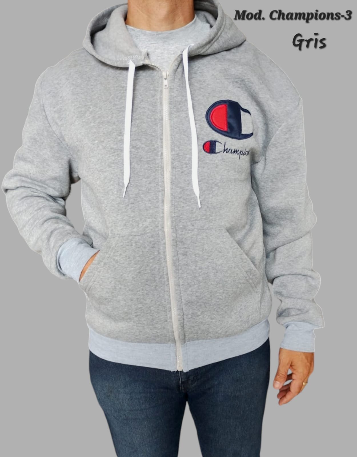 CHAMARRA CHAMPIONS-3 GRIS.
