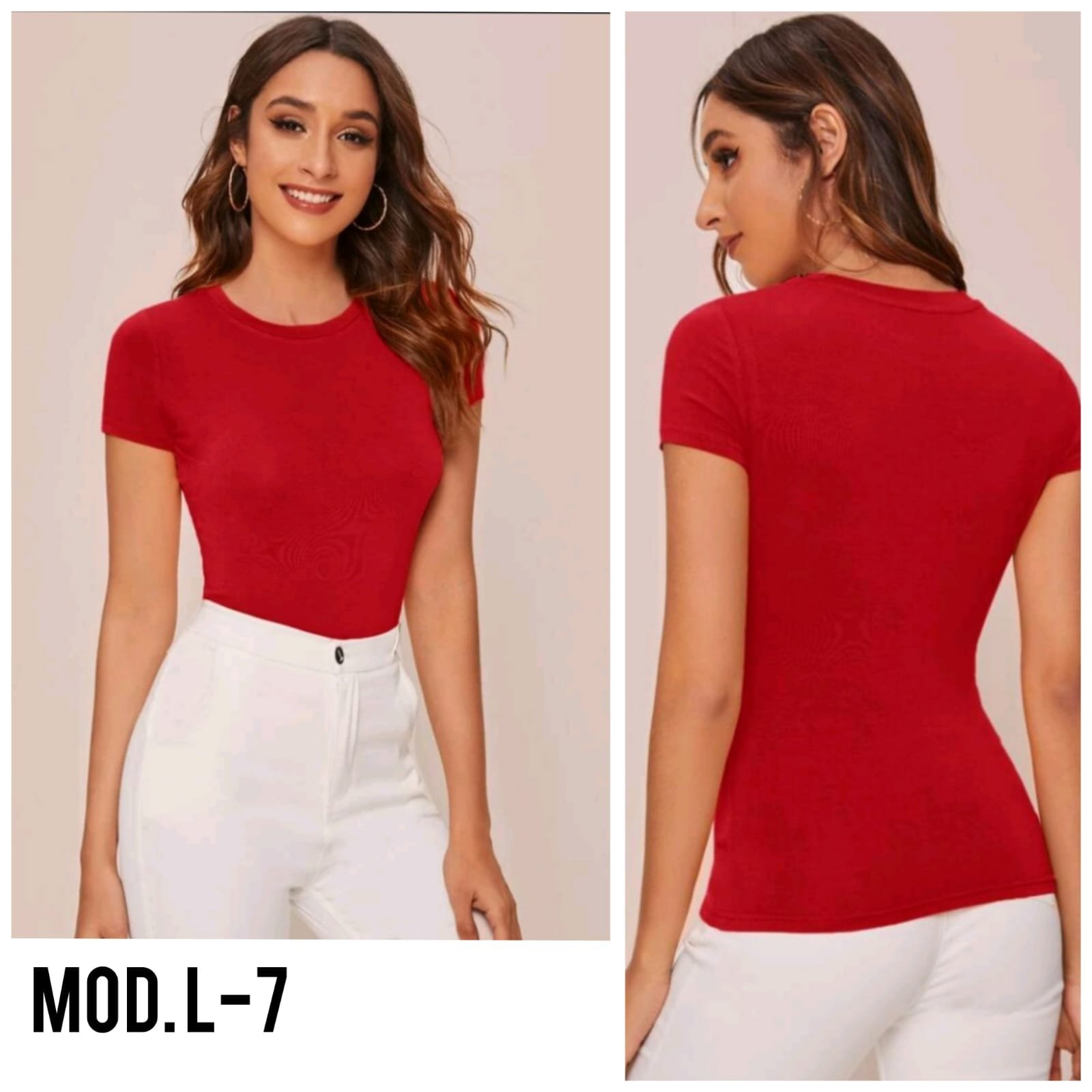 BLUSA DAMA BASICA L-7 ROJO UNITALLA (30 A 34).
