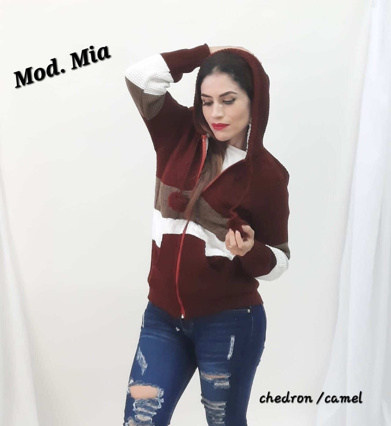 CHAMARRA MIA TEJIDA CHEDRON/CAMEL (30-34)