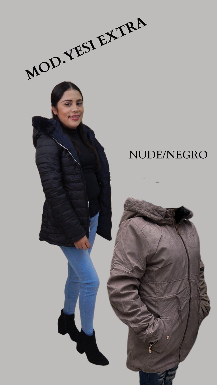 Chamarra cazadora MOD. YESI PALO DE ROSA/NEGRO