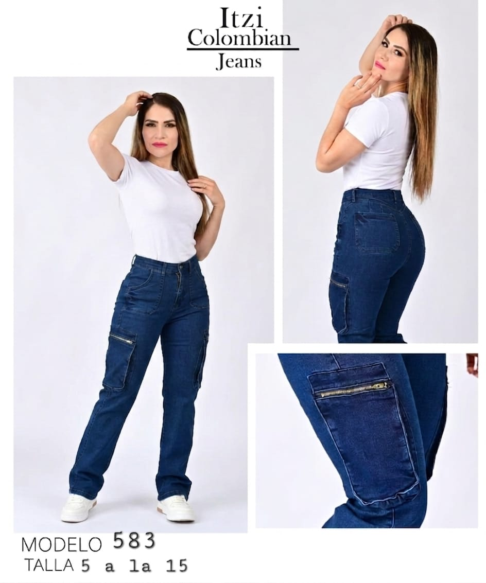 PANTALON DE MEZCLILLA CORTE BAGGY CARGO 583.