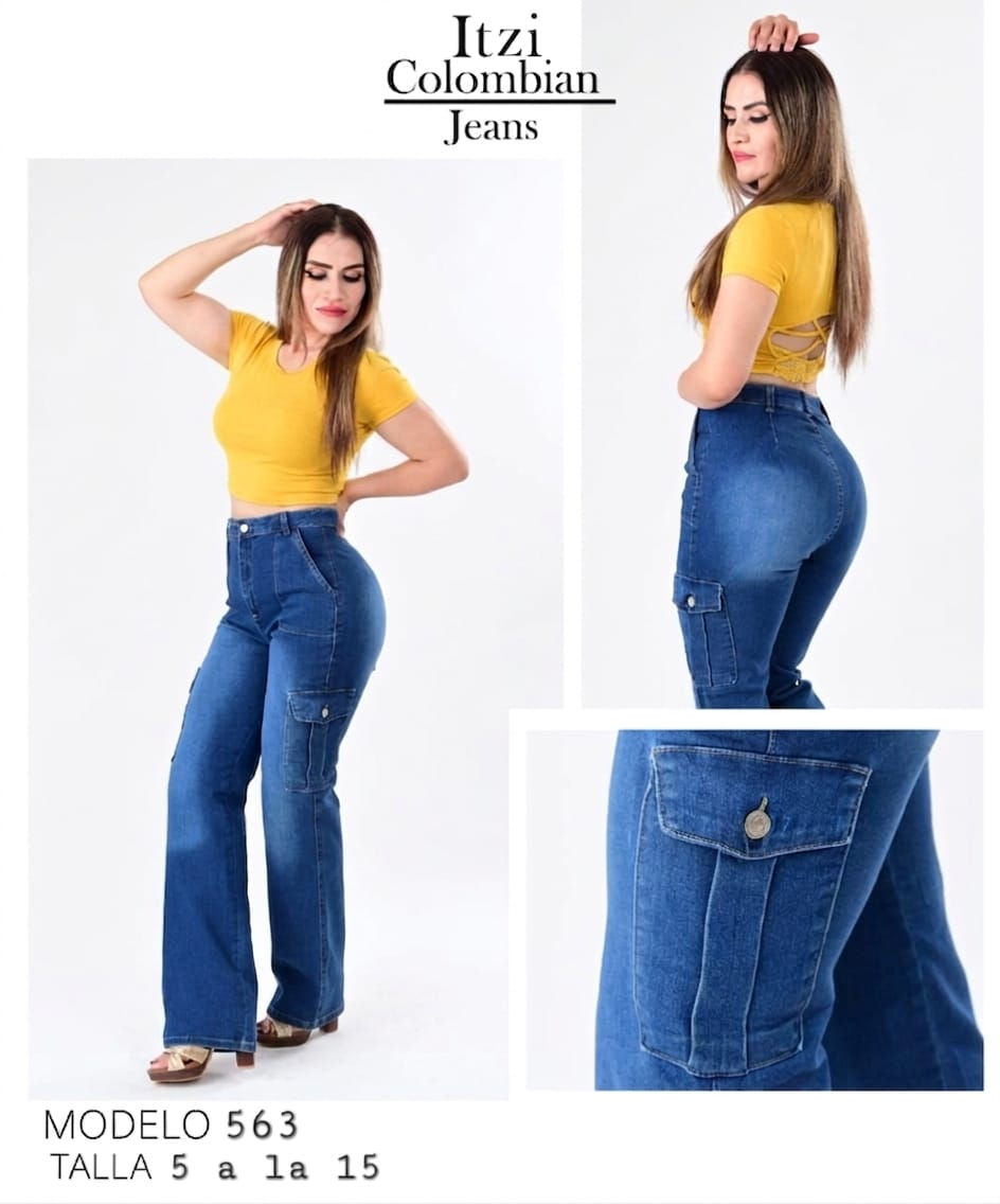 PANTALON DE MEZCLILLA BAGGY CARGO 563.