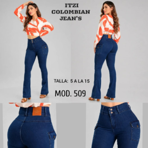 PANTALON DE MEZCLILLA ACAMPANADO CARGO 509
