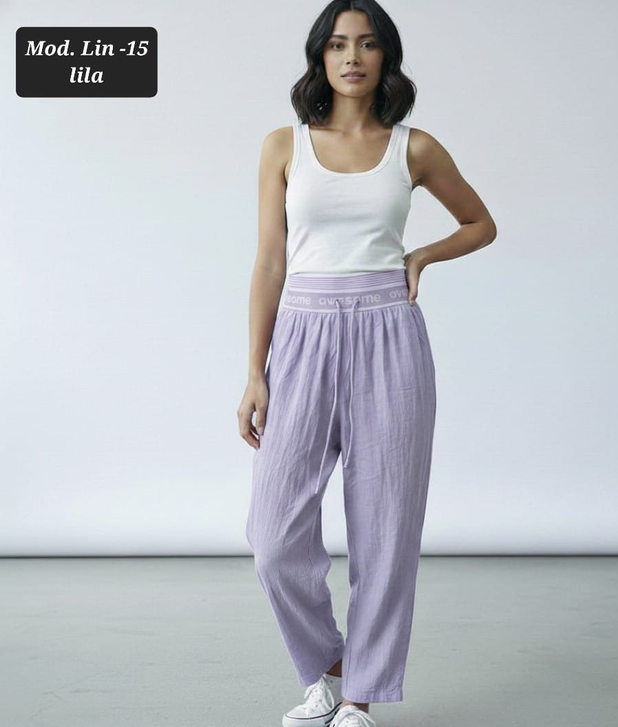 PANTALON LIN-15 LILA UNITALLA