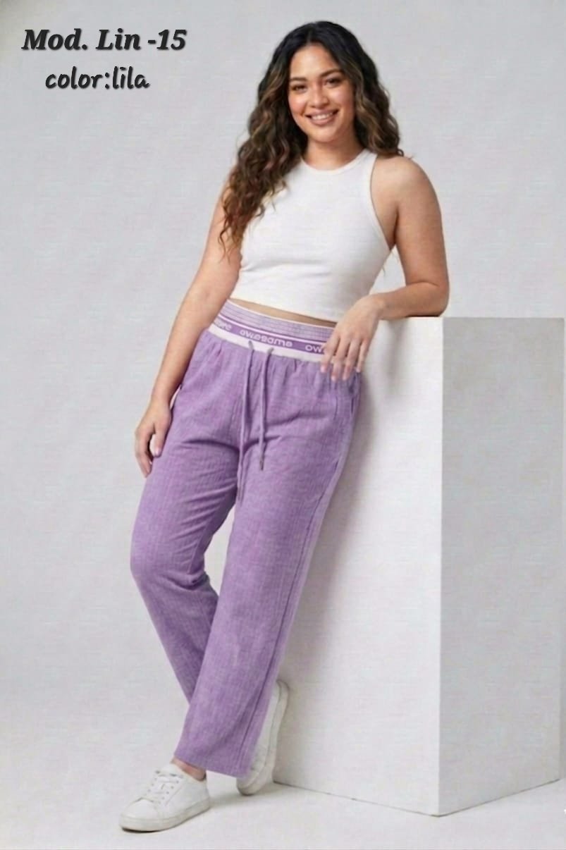 PANTALON LIN-15 LILA UNITALLA