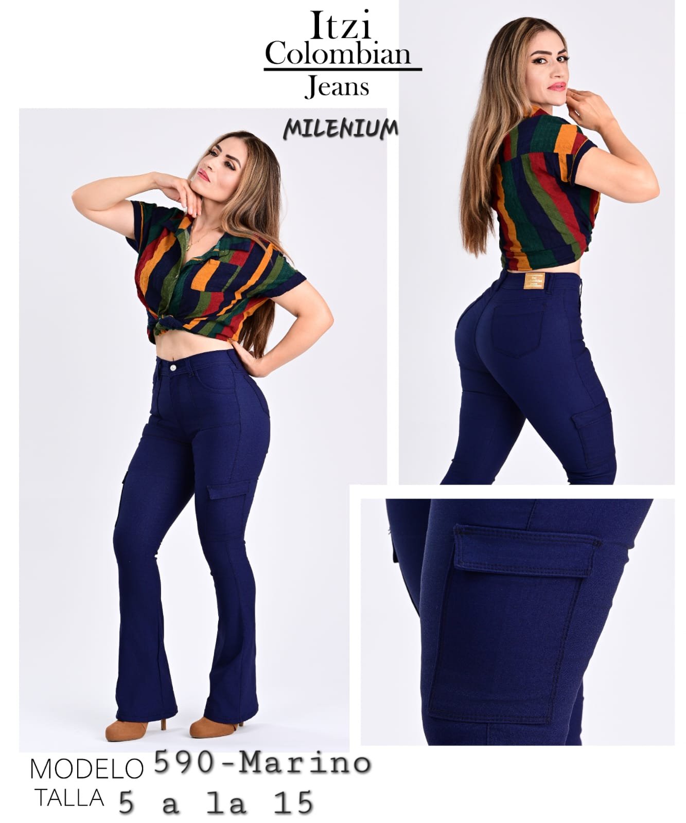 PANTALON CARGO MILENIUM MOD. 590 MARINO