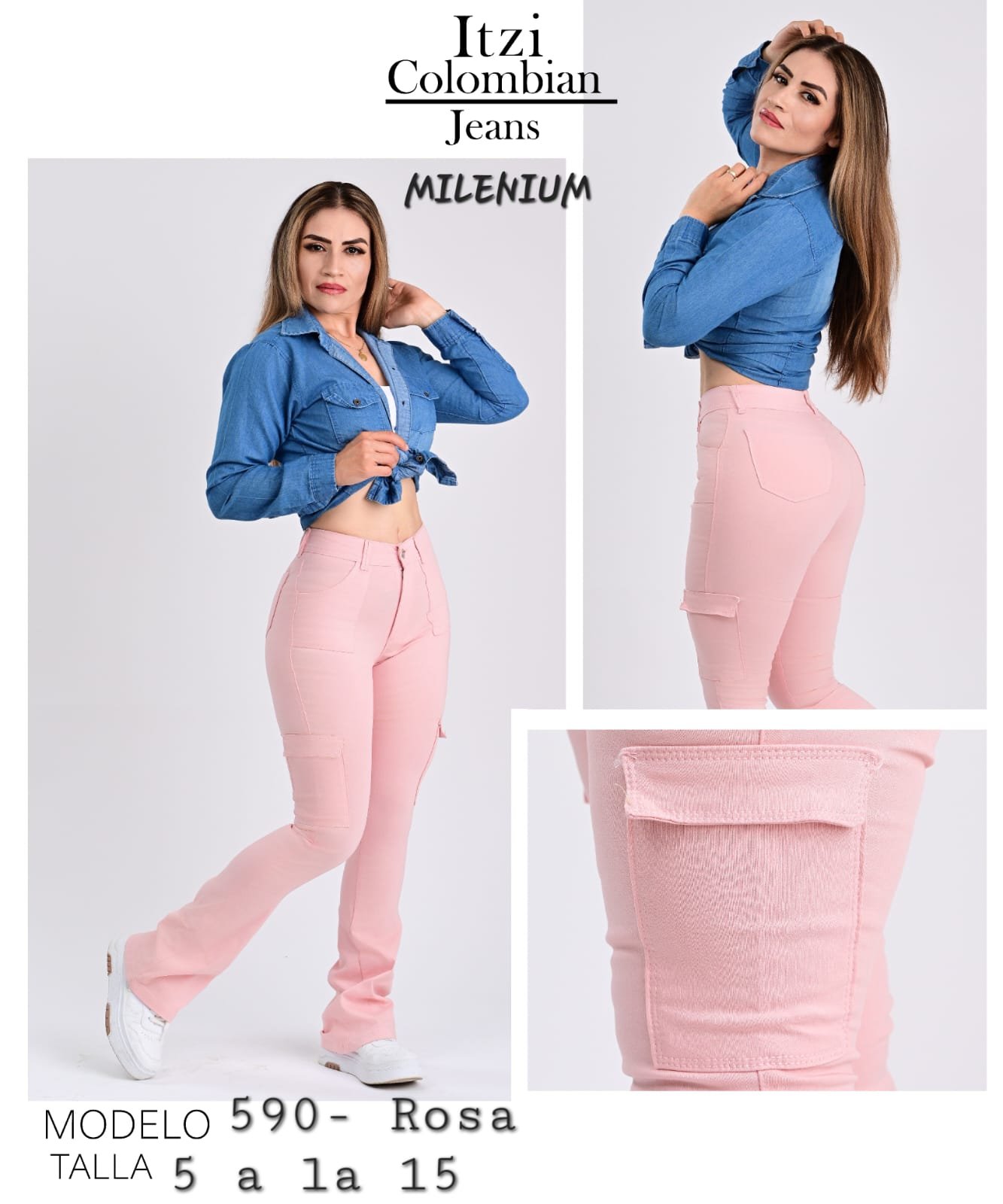 PANTALON CARGO MILENIUM MOD. 590 ROSA