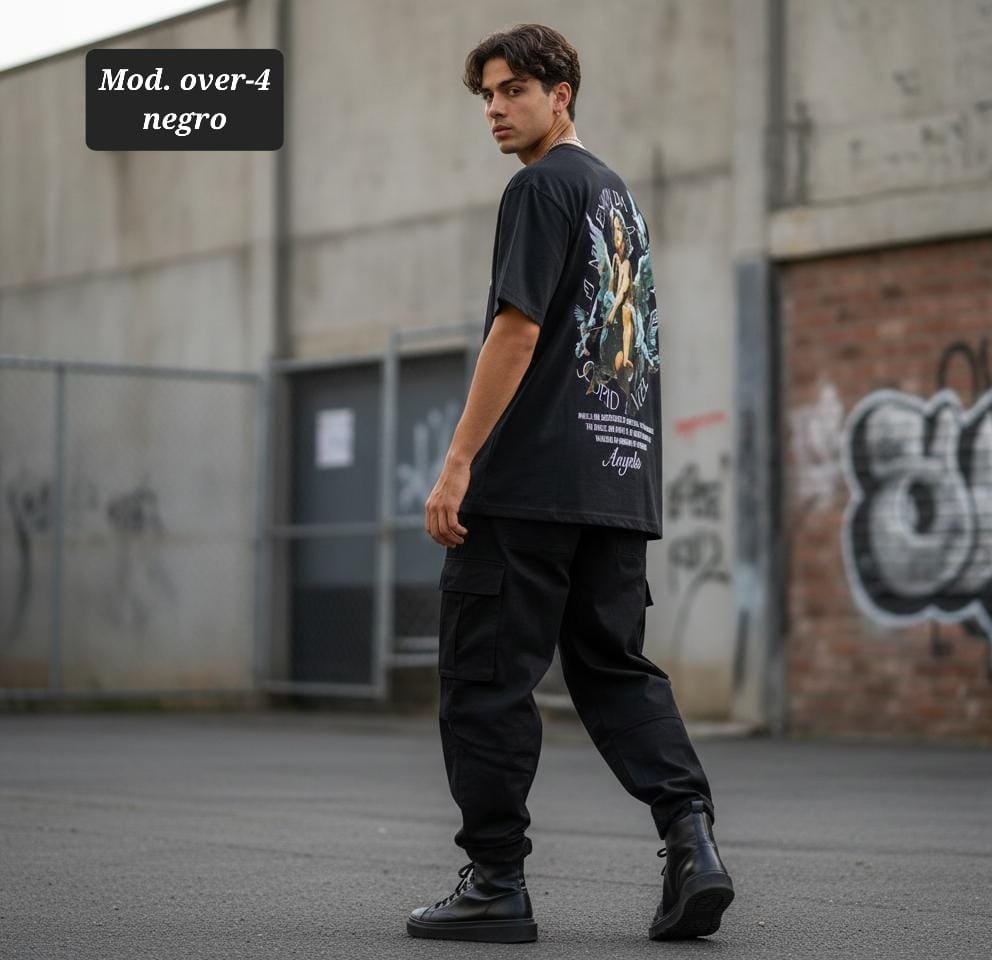 PLAYERA CABALLERO MOD. OVER-4 NEGRO