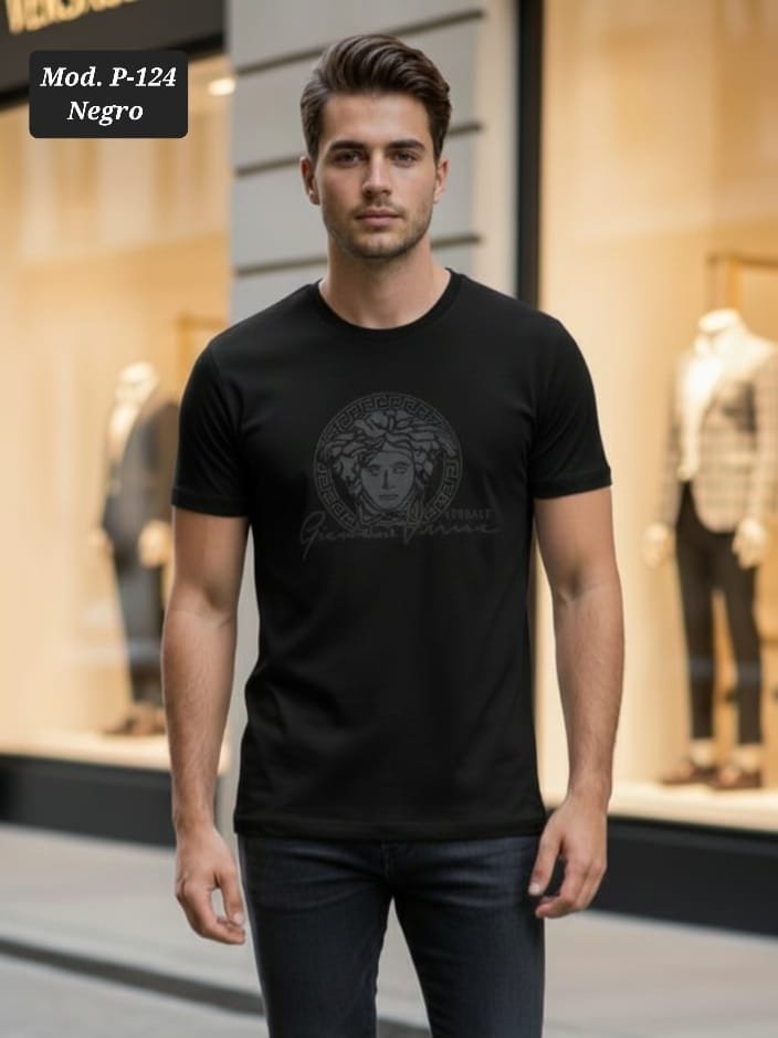 PLAYERA CABALLERO MOD. P 124 NEGRO