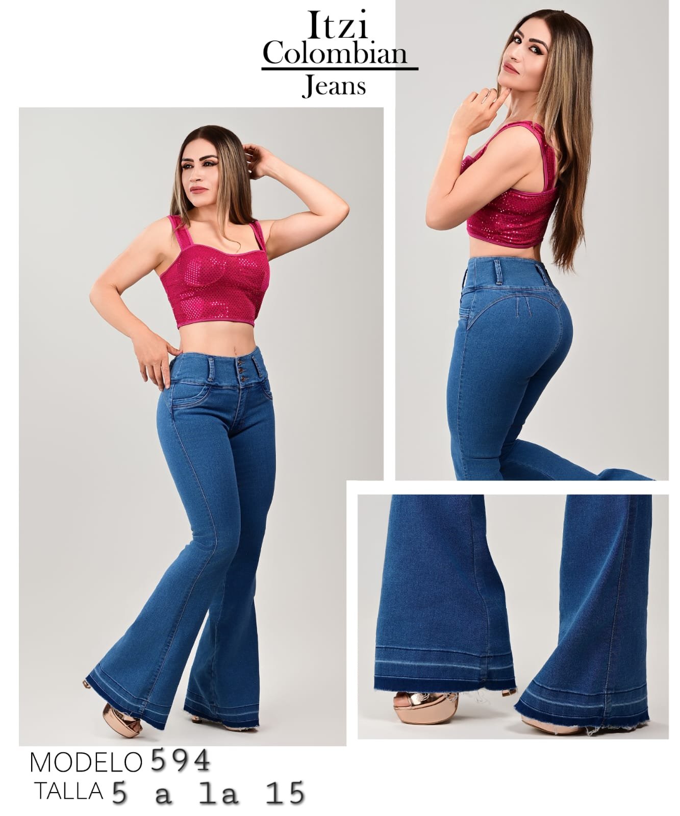 PANTALON DE MEZCLILLA ACAMPANADO MOD. 594