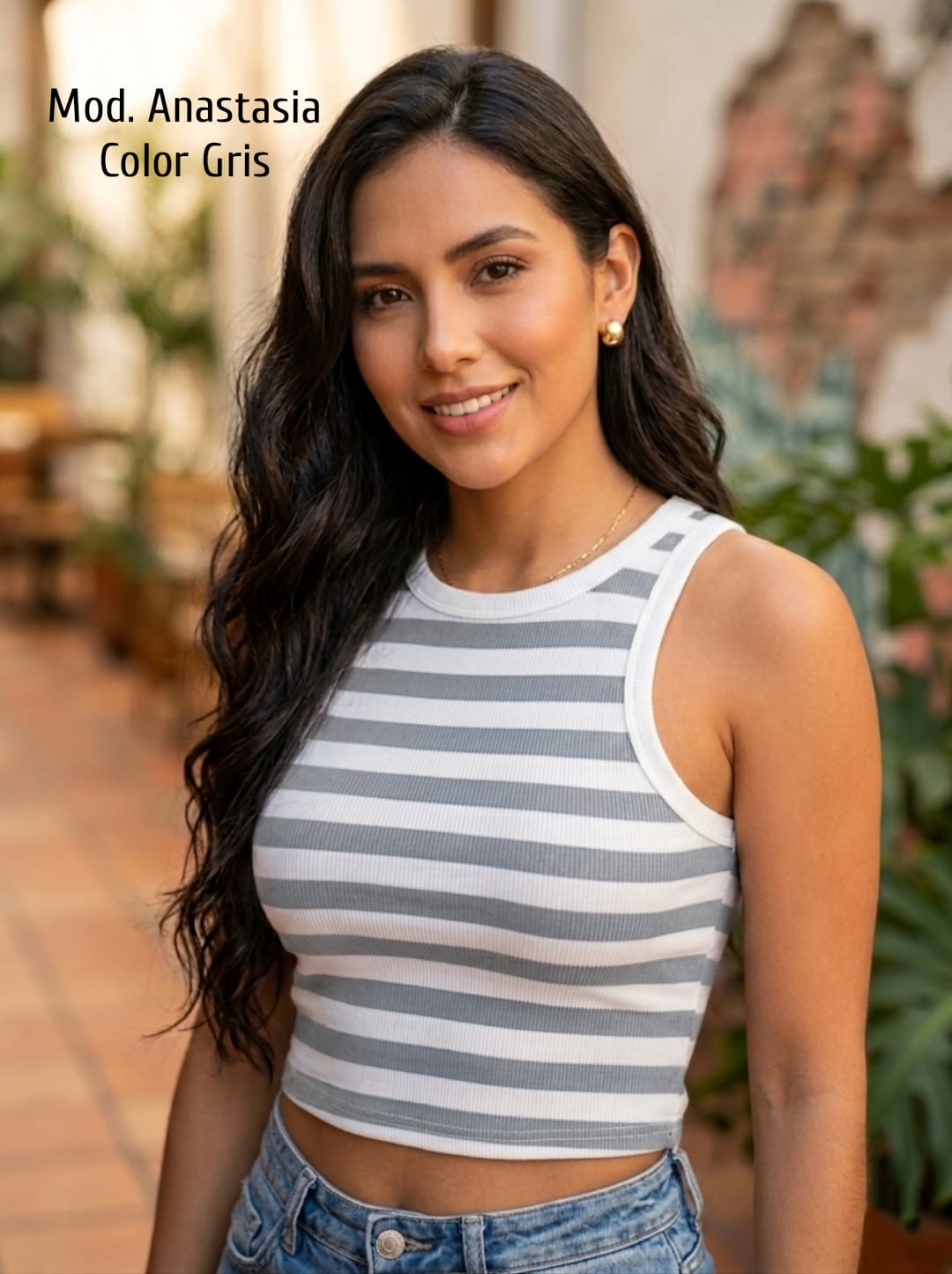 CROP TOP IMPORTACIÓN UNITALLA MOD. ANASTACIA GRIS
