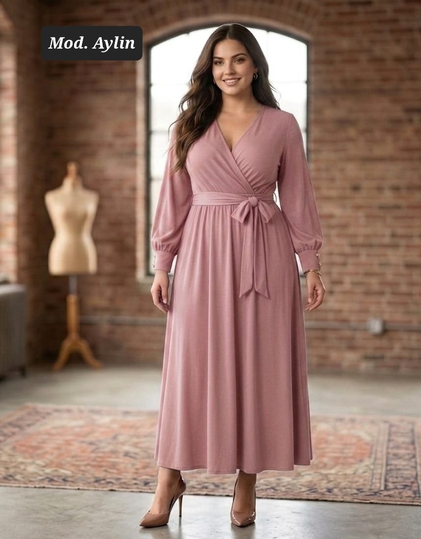 VESTIDO CURVY MOD. AYLIN ROSA PALO