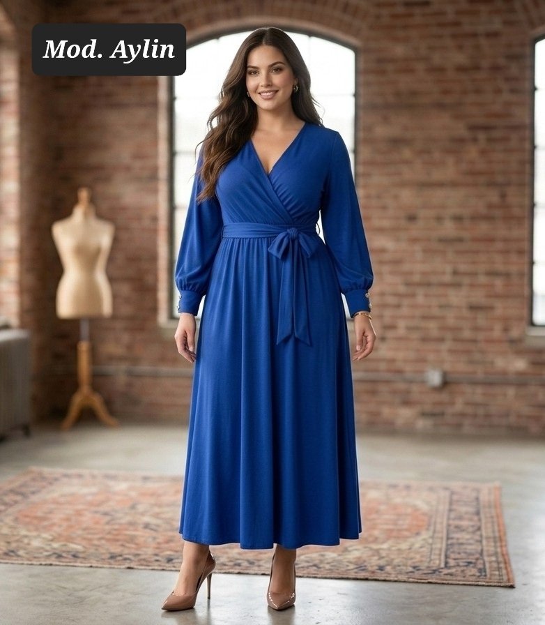 VESTIDO CURVY MOD. AYLIN AZUL