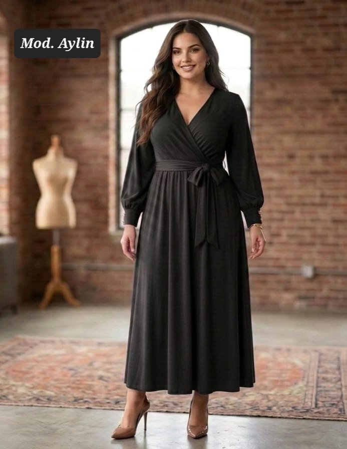 VESTIDO CURVY MOD. AYLIN NEGRO