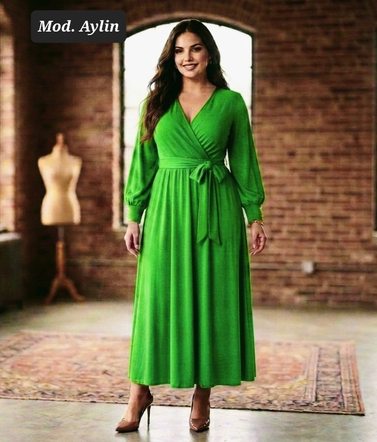 VESTIDO CURVY MOD. AYLIN VERDE