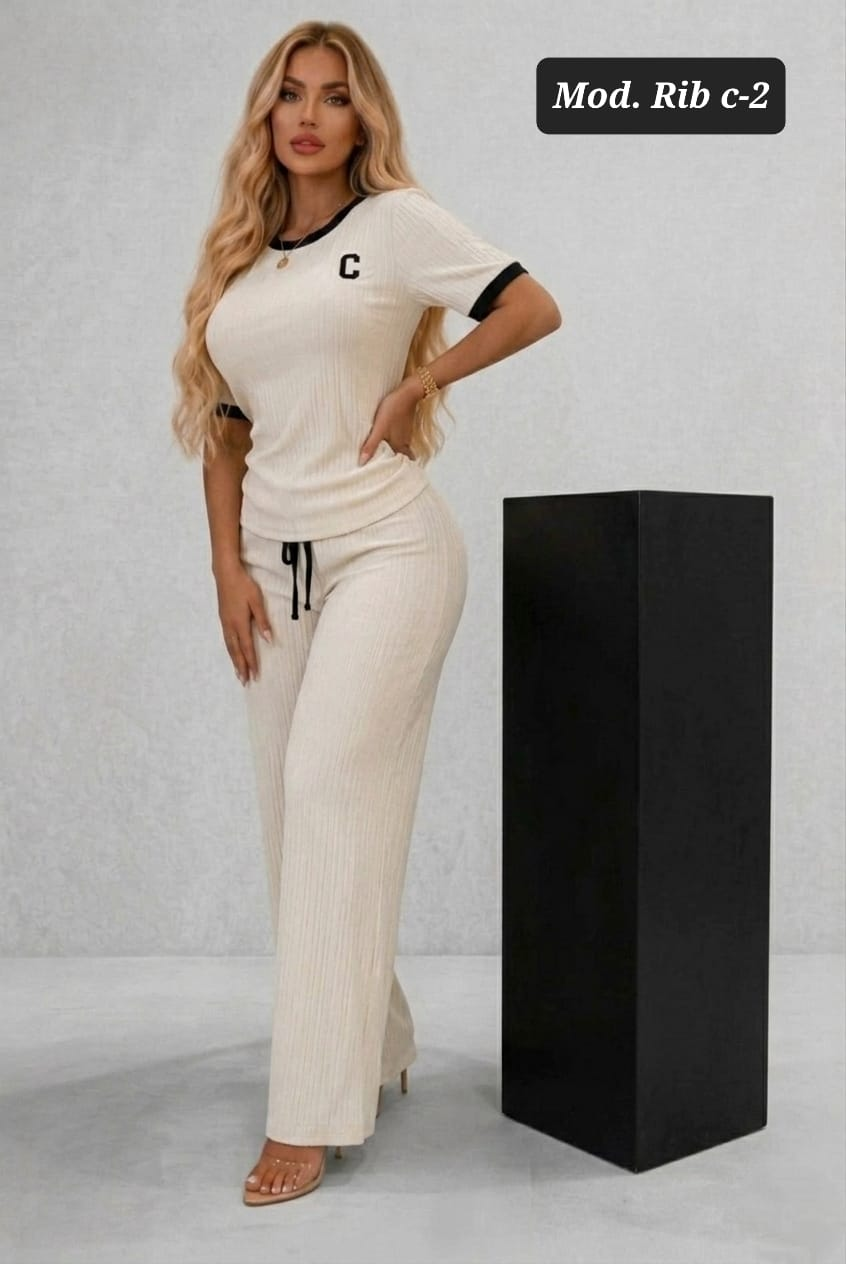 CONJUNTO DE DAMA 2 PIEZAS MOD. RIB C-2 UNITALLA BLANCO