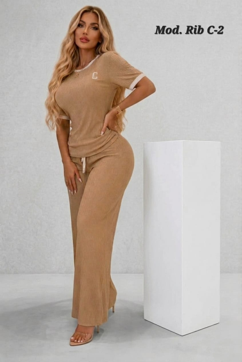 CONJUNTO DE DAMA 2 PIEZAS MOD. RIB C-2 UNITALLA BEIGE
