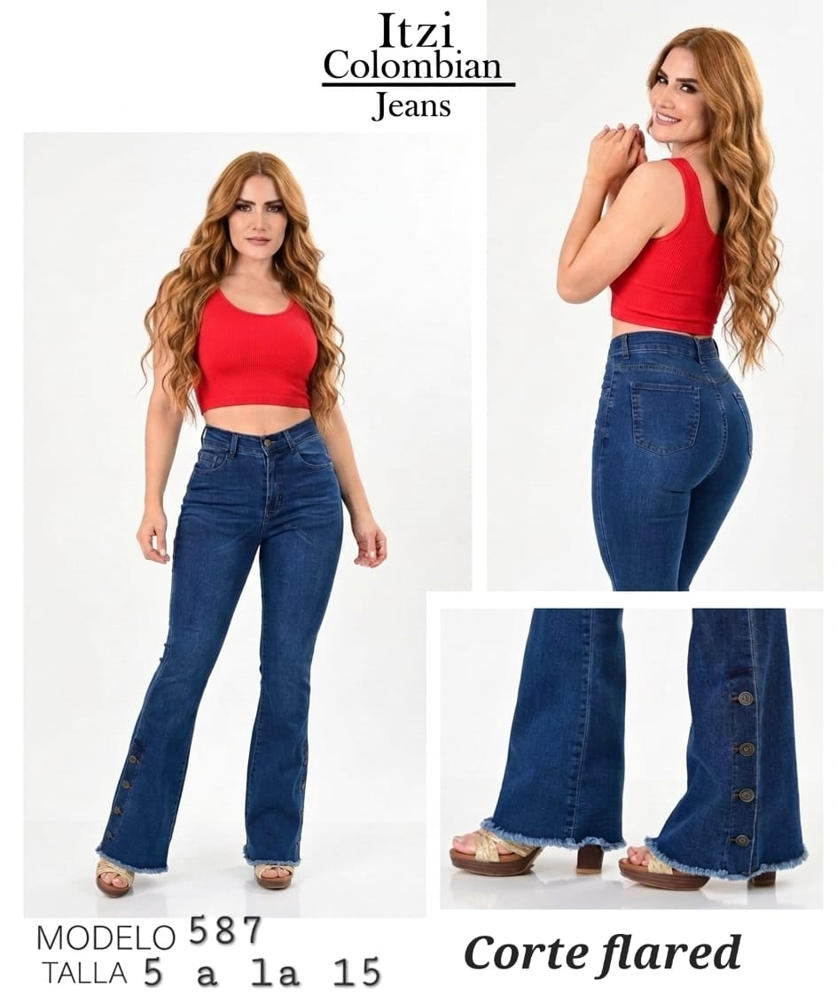 PANTALON DE MEZCLILLA ACAMPANADO MOD. 587